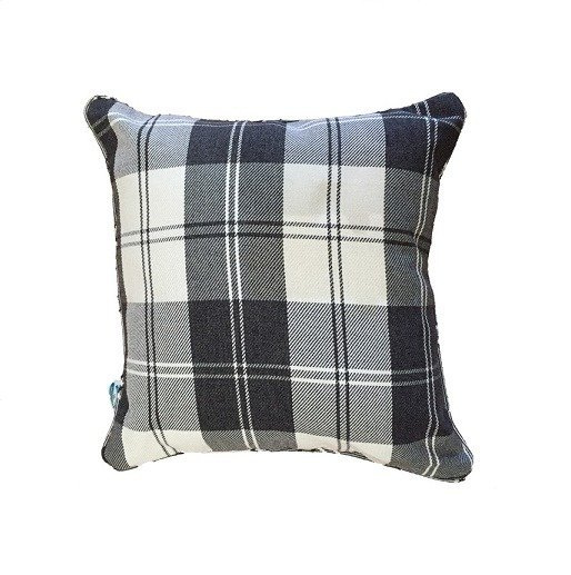 Decorative pillow in beige checkered pattern