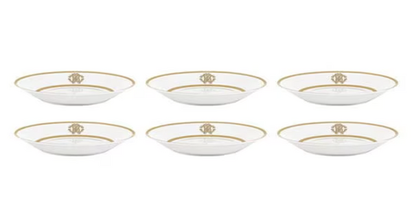 Zestaw sześciu talerzy do zupy Roberto Cavalli Home, z kolekcji Silk (Gold)
