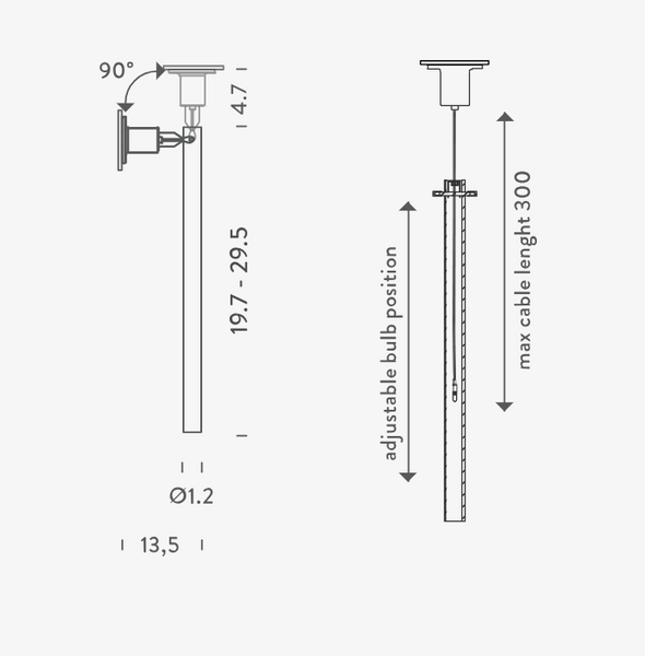 Canna Nuda Metalo wall lamp by Nemo Lighting