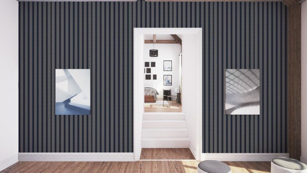 Ralph Lauren Home Palatine Stripe-Midnight Wallpaper