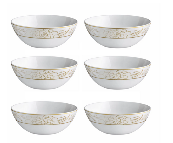 Set of six Roberto Cavalli Home soup bowls from the Blooming Roses collection