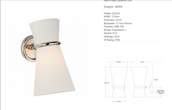 Aerin Clarkson wall lamp by Visual Comfort