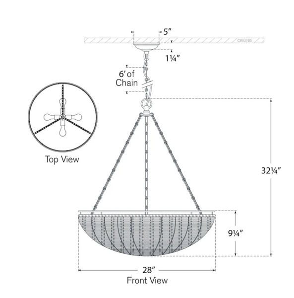 Clovis Medium chandelier by Chapman & Myers