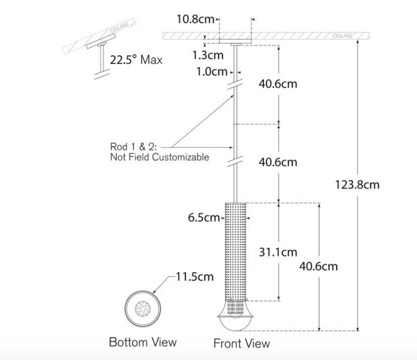 Lampa wisząca Precision Petite Elongated projektu Kelly Wearstler marki Visual Comfort