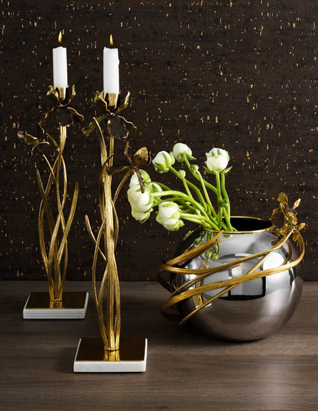 Set of two candle holders by Michael Aram, from the Black Iris collection