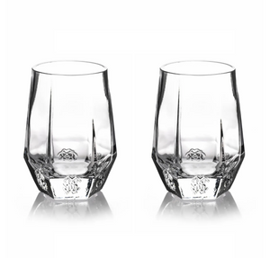 Set of two clear Desert Rose water glasses by Roberto Cavalli Home