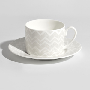 Set of two Missoni Home tea cups, from the Zig Zag White collection