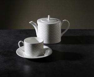Set of two Missoni Home tea cups, from the Zig Zag White collection