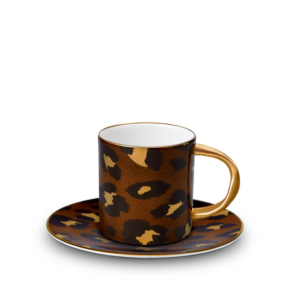 Filiżanka do espresso ze spodkiem L'Objet, z kolekcji Leopard