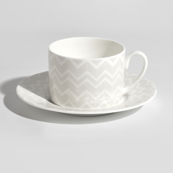 Zestaw dwóch filiżanek do herbaty Missoni Home, z kolekcji Zig Zag White